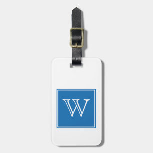 Blue Square Monogram Lugtag Gepäckanhänger