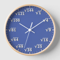 Blue Square Root Clock Mathematik Uhr