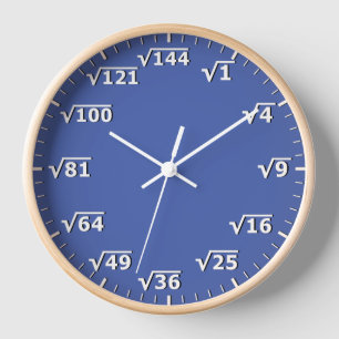 Blue Square Root Clock Mathematik Uhr