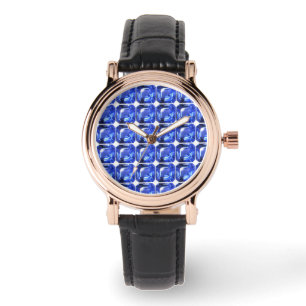 Blue Squarish Pattern Armbanduhr