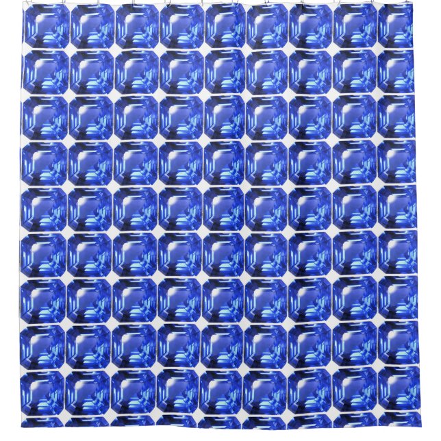 Blue Squarish Pattern Duschvorhang (Vorderseite)
