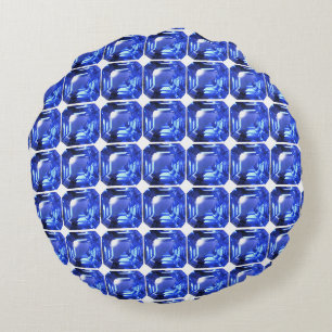 Blue Squarish Pattern Rundes Kissen