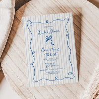 Blue Squiggle Frame Bow Bridal Dusche Einladung
