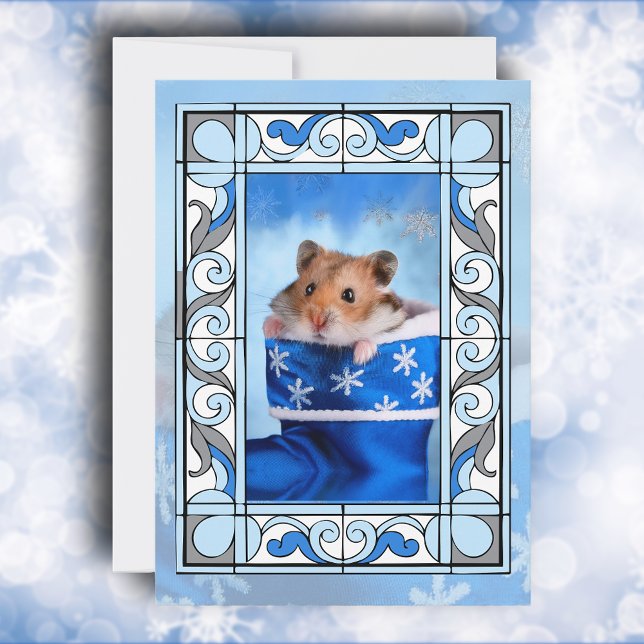 Blue Stached Glass Hamster Weihnachten (Von Creator hochgeladen)