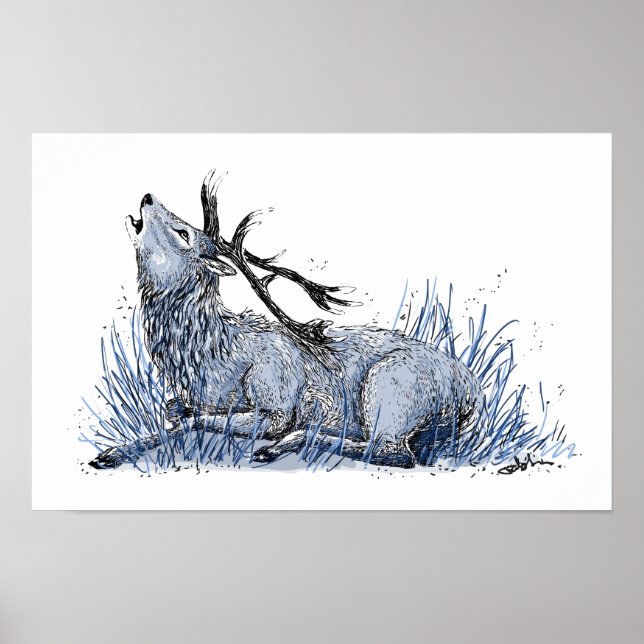 Blue Stag Poster (Vorne)
