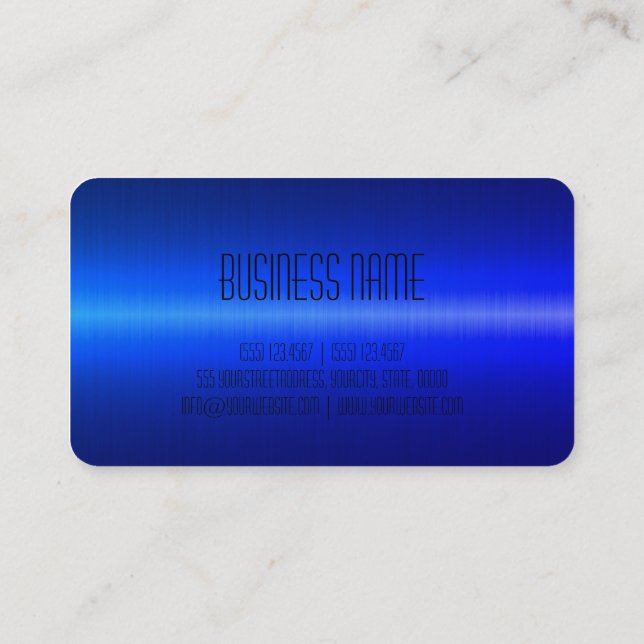Blue Stainless Steel Metal Look #2 Visitenkarte (Rückseite)