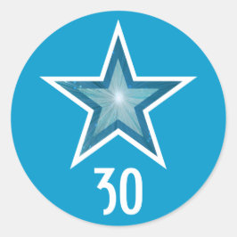 Blue Star "30" Alter Rundaufkleber blau Runder Aufkleber