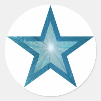 Blue Star Aufkleber rund weiß