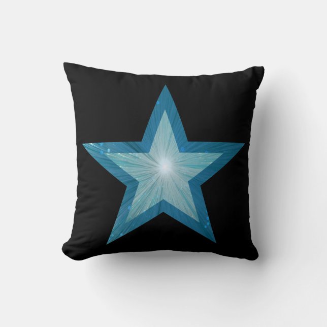Blue Star Black 'Text' Wurfkissenplatz Kissen (Vorderseite)