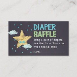 Blue Star Chalkboard Diaper Raffel Ticket Begleitkarte