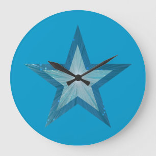 Blue Star clock round blue Große Wanduhr