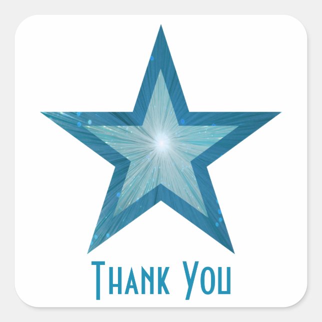 Blue Star "Danke" viereckiger Aufkleber weiß (Vorderseite)