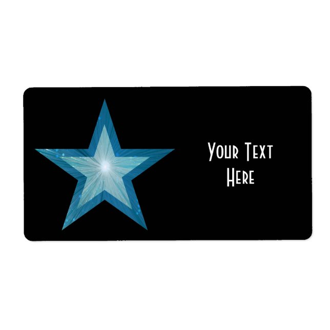 Blue Star "Dein Text"-Etikett groß schwarz (Vorne)