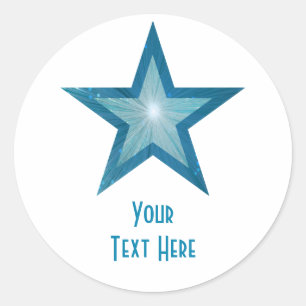 Blue Star "Dein Text" Rundaufkleber weiß Runder Aufkleber