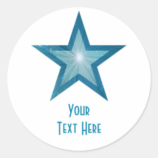 Blue Star "Dein Text" Rundaufkleber weiß Runder Aufkleber