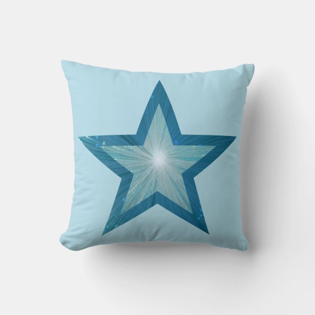 Blue Star groß & klein quadratisch blass Kissen (Vorderseite)