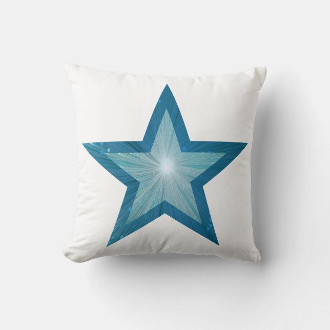 Blue Star groß und klein eckig weiß Kissen (Vorderseite)