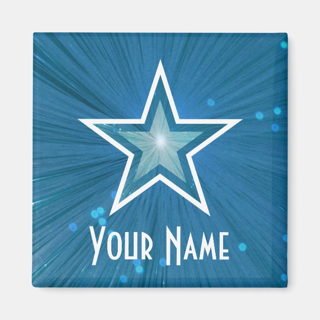 Blue Star "Ihr Name" Kühlschrankmagnet Platz (Vorne)