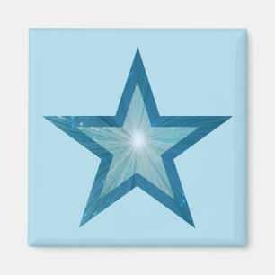 Blue Star Kühlschrankmagnet Square blass blau