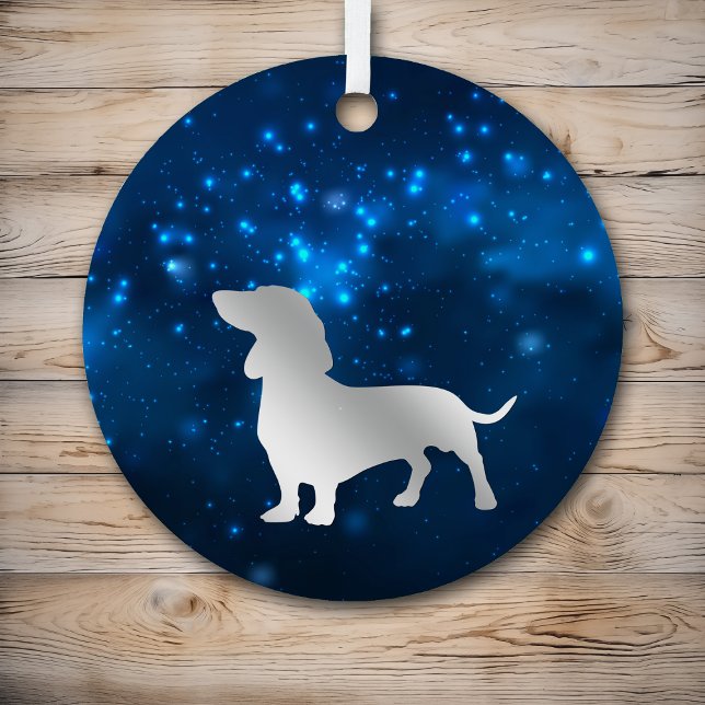 Blue Star Lights Dackel Hund Weihnachten Ornament Aus Metall (Von Creator hochgeladen)