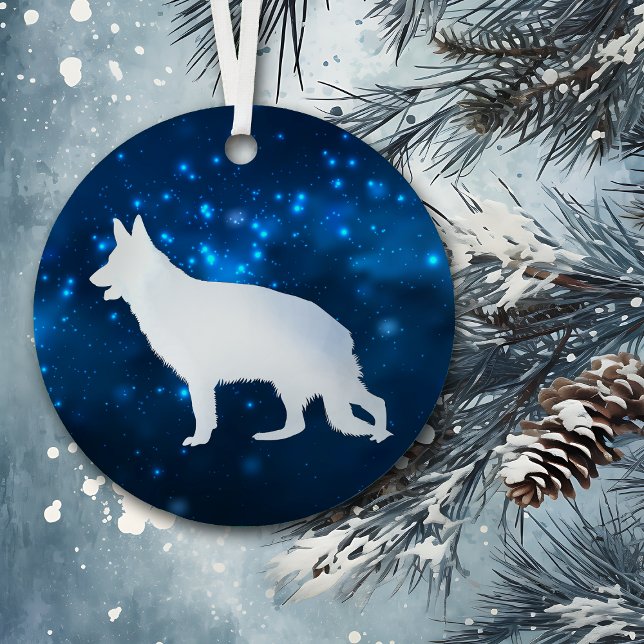 Blue Star Lights German Shepherd Weihnachten Ornament Aus Metall (Von Creator hochgeladen)