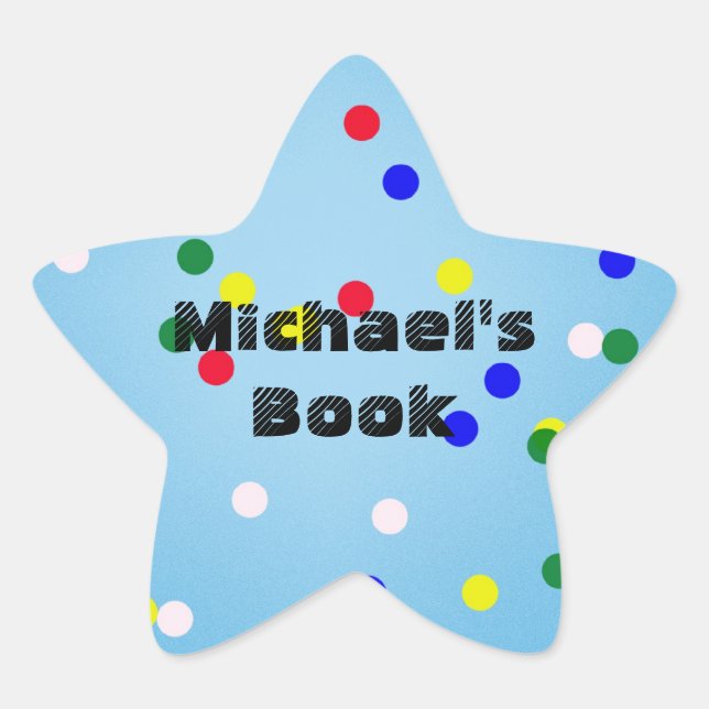 Blue Star mit Dots Custom Buchzeichen für Kinder - Stern-Aufkleber (Vorderseite)