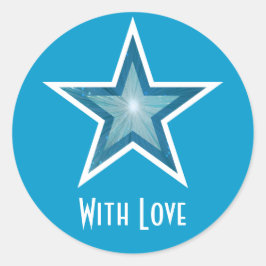 Blue Star "Mit Liebe" Rundaufkleber blau Runder Aufkleber