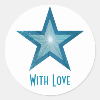 Blue Star "Mit Liebe" Rundaufkleber weiß Runder Aufkleber