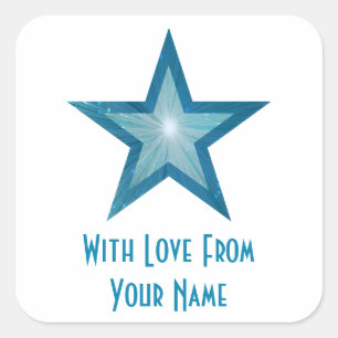 Blue Star "Mit Liebe von", viereckiger Aufkleber w