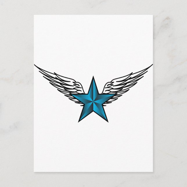 Blue Star mit Wings Postkarte (Vorderseite)