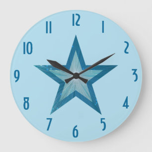Blue Star 'number' Uhr rund um die Uhr blass blau