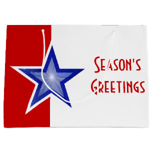 Blue Star Red Season's Greetings groß Große Geschenktüte