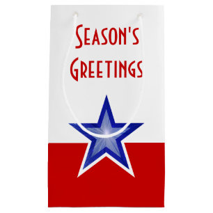 Blue Star Red Season's Grüße klein Kleine Geschenktüte