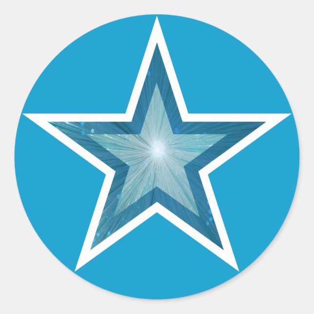 Blue Star Rundaufkleber blau Runder Aufkleber (Vorderseite)