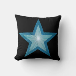 Blue Star Schwarzer Wurf Kissen Blau Rücken