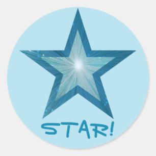 Blue Star 'STAR' runder Aufkleber blass blau!