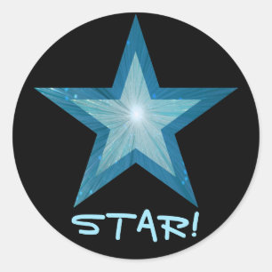 Blue Star 'STAR' runder Aufkleber schwarz