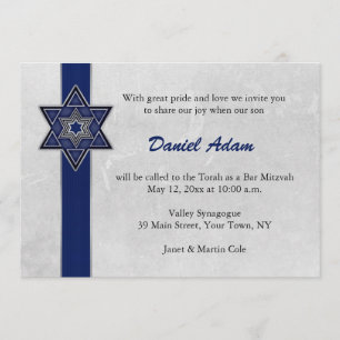 Blue Star Stripe Bar Mitzvah Einladung