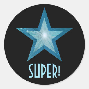 Blue Star "SUPER" runder Aufkleber schwarz