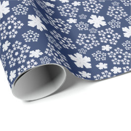 Blue Star und Snowflake Weihnachten Winter Pattern Geschenkpapier