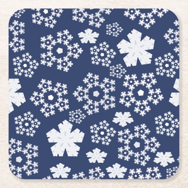 Blue Star und Snowflake Weihnachten Winter Pattern Rechteckiger Pappuntersetzer (Vorderseite)