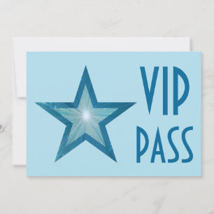 Blue Star "VIP PASS" blass blau horizontal Einladung