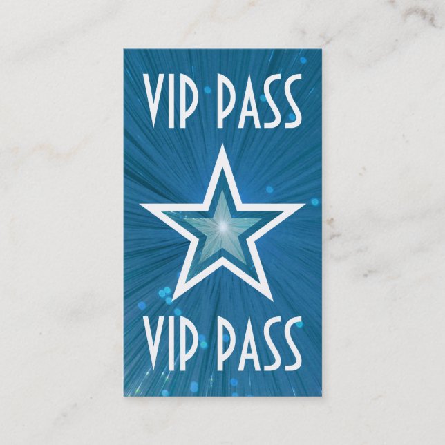Blue Star "VIP PASS"-Visitenkarte auf weißer Rücks Visitenkarte (Vorderseite)