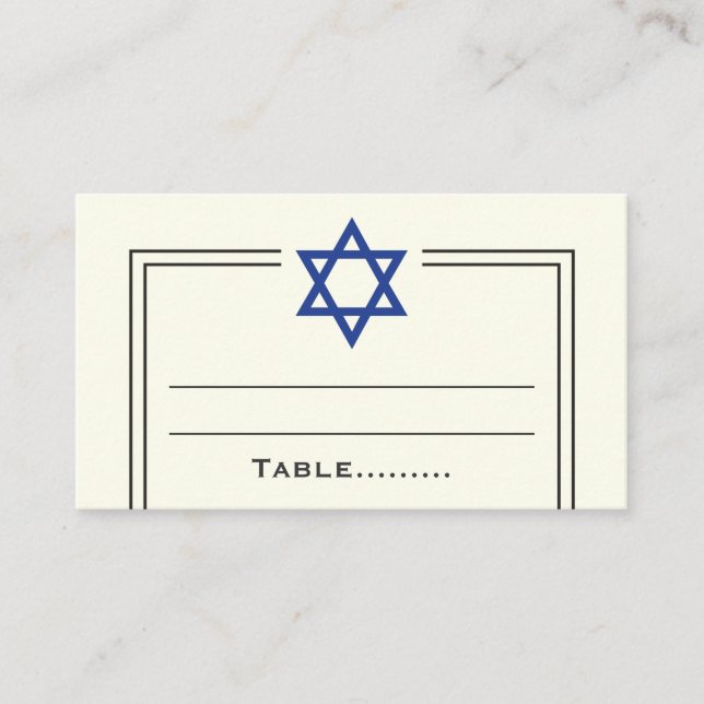 Blue Star von David Bar Mitzvah Platzkarte (Vorderseite)