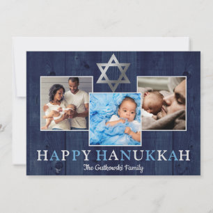 Blue Star von David Happy Hanukkah Foto Collage Feiertagskarte