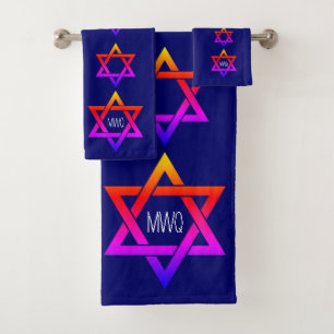 Blue Star von David Monogram Badhandtuch Set