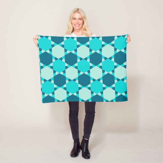 Blue Star von David Optical Illusion Pattern Fleecedecke (Beispiel)
