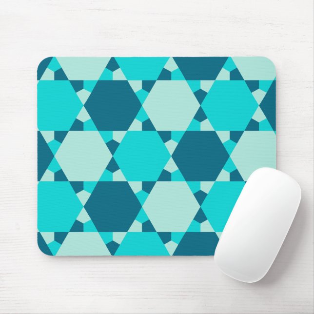 Blue Star von David Optical Illusion Pattern Mousepad (Mit Mouse)