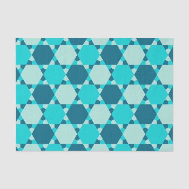 Blue Star von David Optical Illusion Pattern Seidenpapier (Vorderseite)
