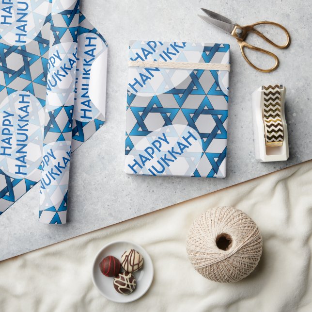Blue Star von David Pattern / Happy Hanukkah Geschenkpapier (Kunsthandwerk)